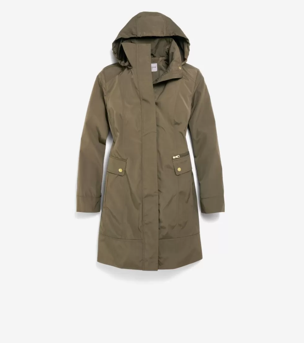 Cole Haan SOFTSHELL JACKETS | RAIN JACKETS^Women's Signature Packable Hooded Rain Jacket OliveGreen